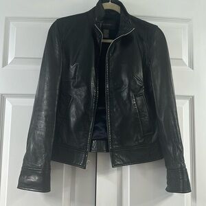 Banana Republic Black Leather Jacket Classic Motorcycle Style